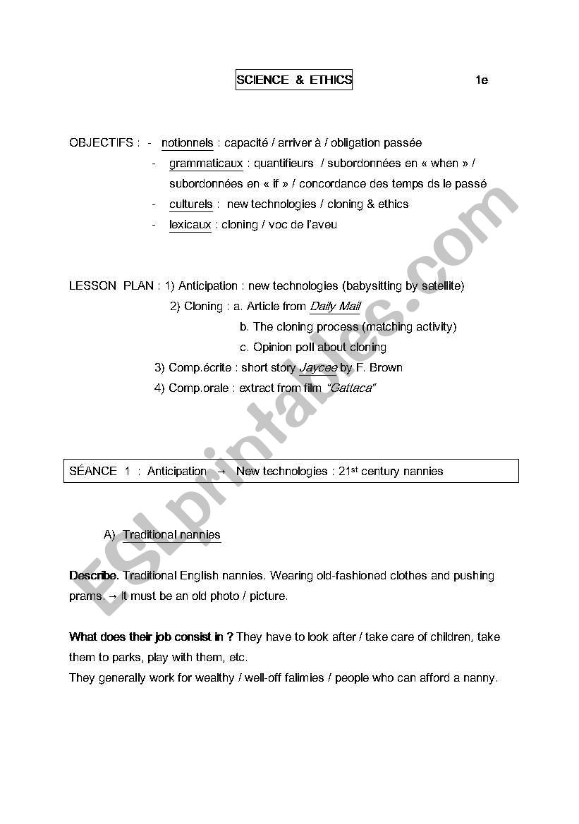 Science and ethics worksheet