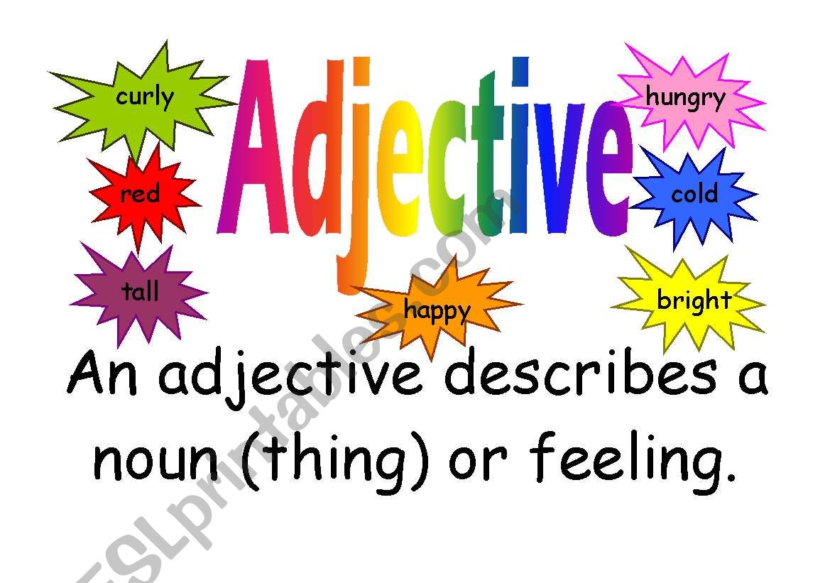 adjective poster worksheet