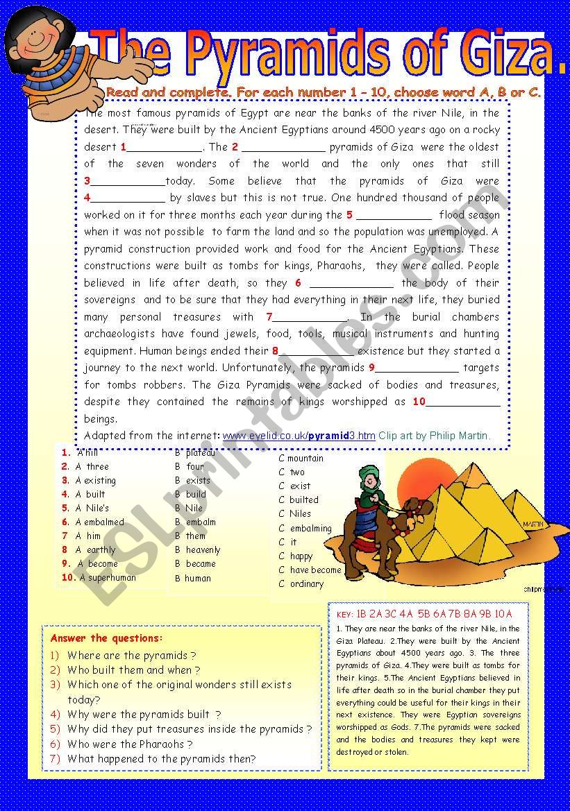 THE PYRAMIDS OF GIZA. worksheet