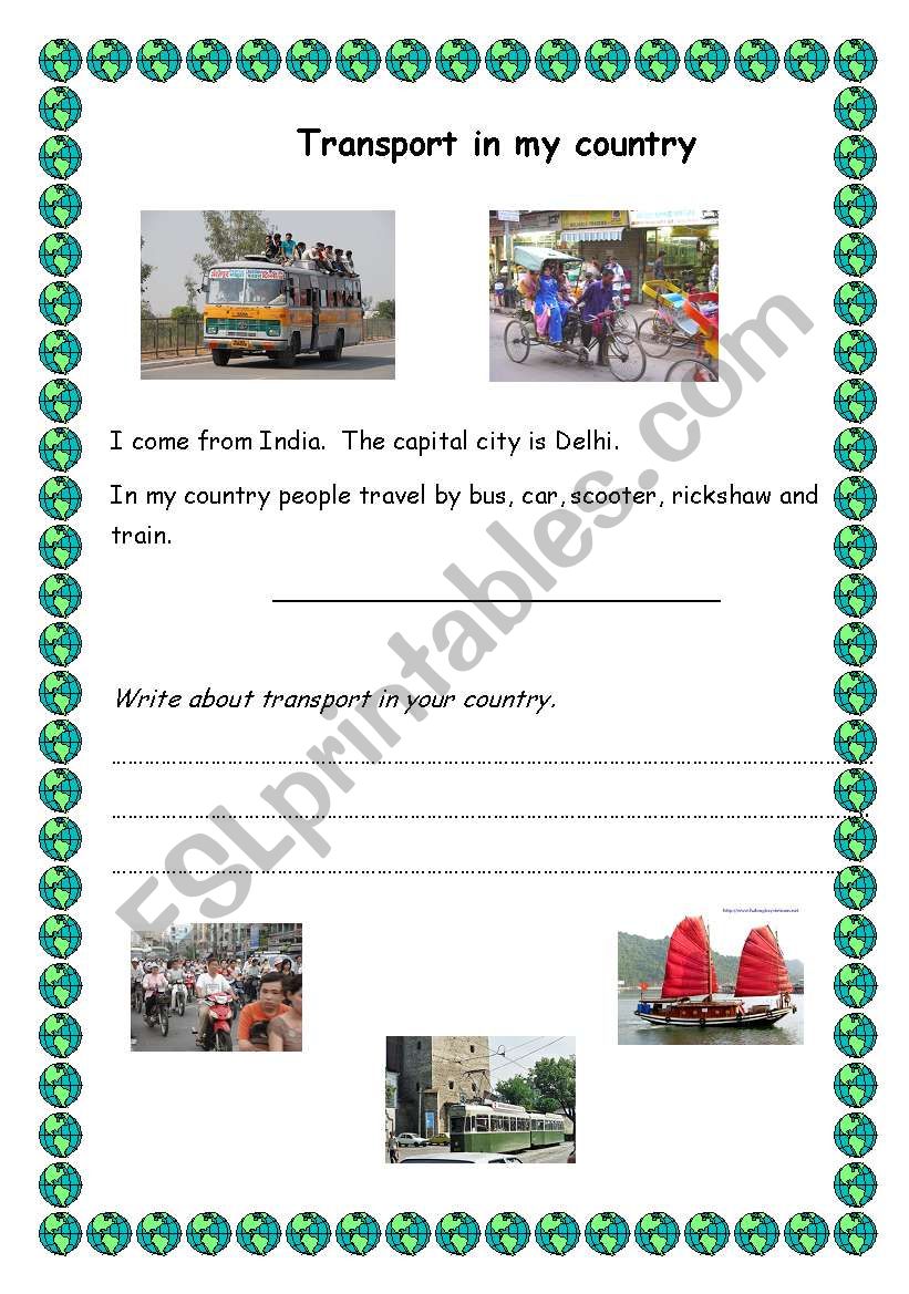 Transport in my country worksheet