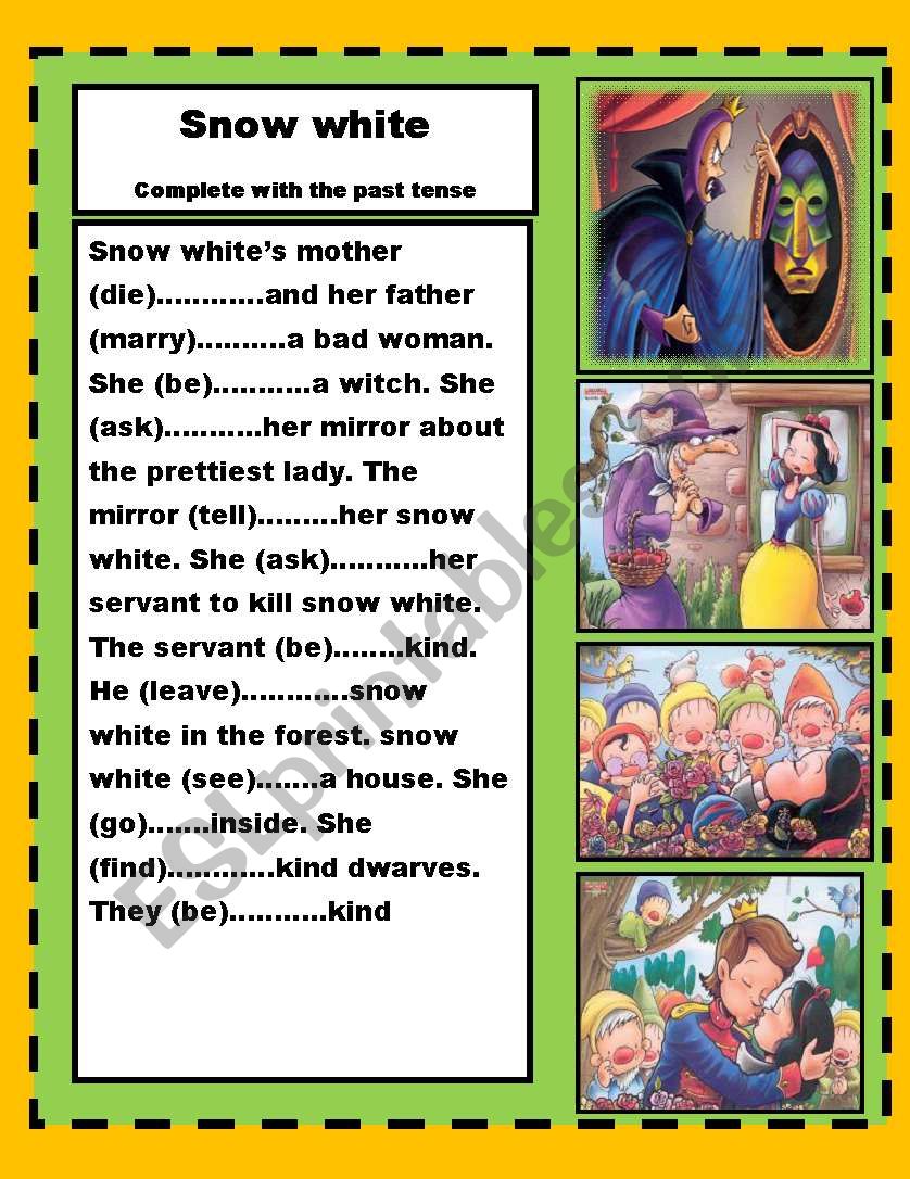 snow white/past tense worksheet