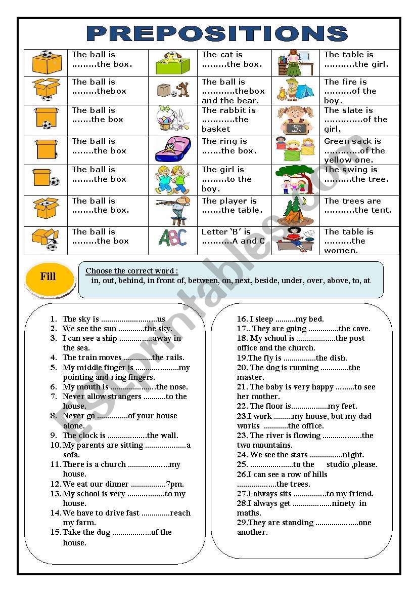 PREPOSITIONS worksheet