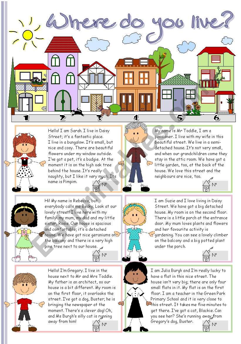 Where do you live? worksheet