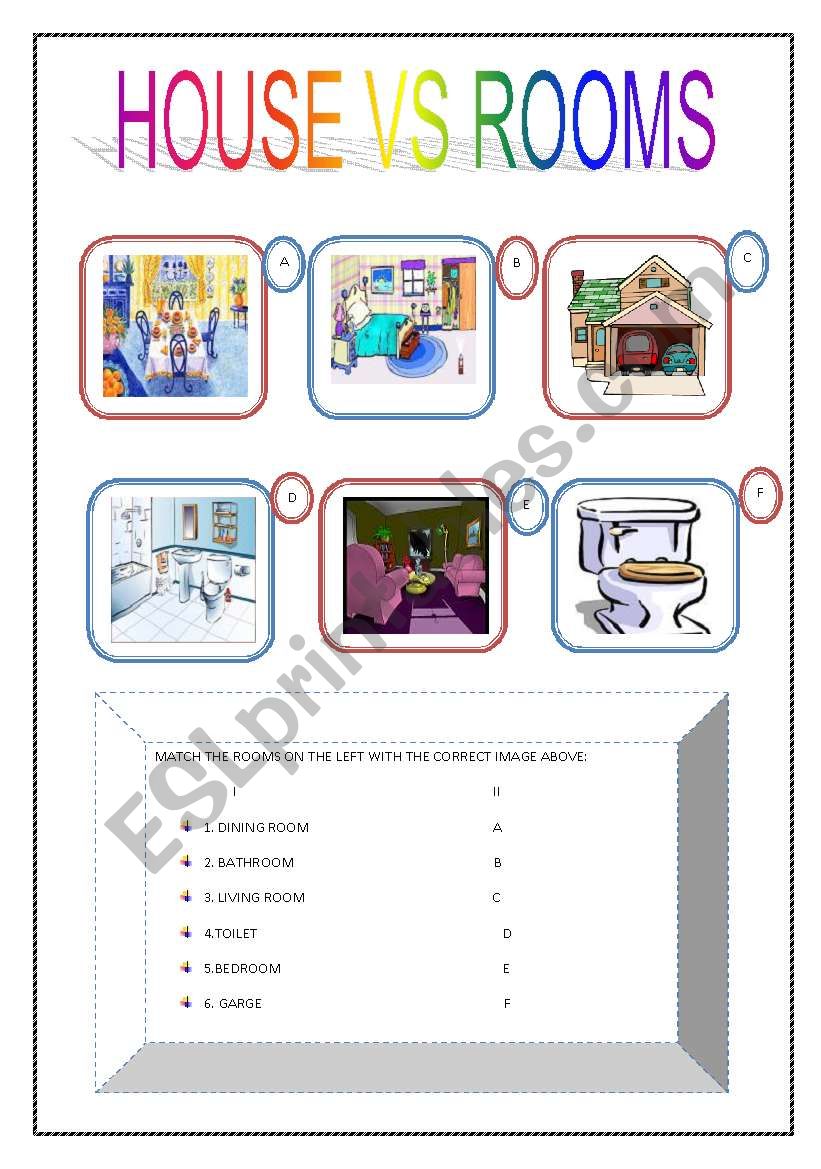 HOUSE VS ROOMS worksheet