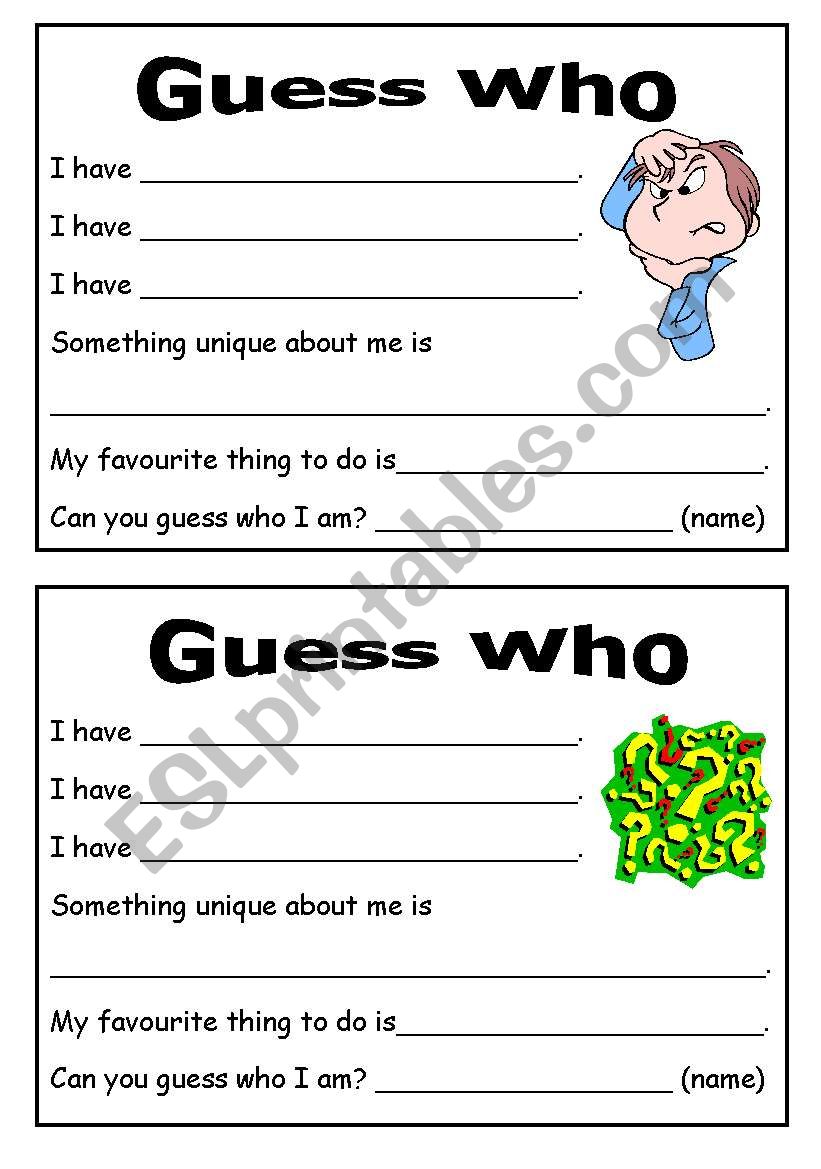 Guess who? worksheet