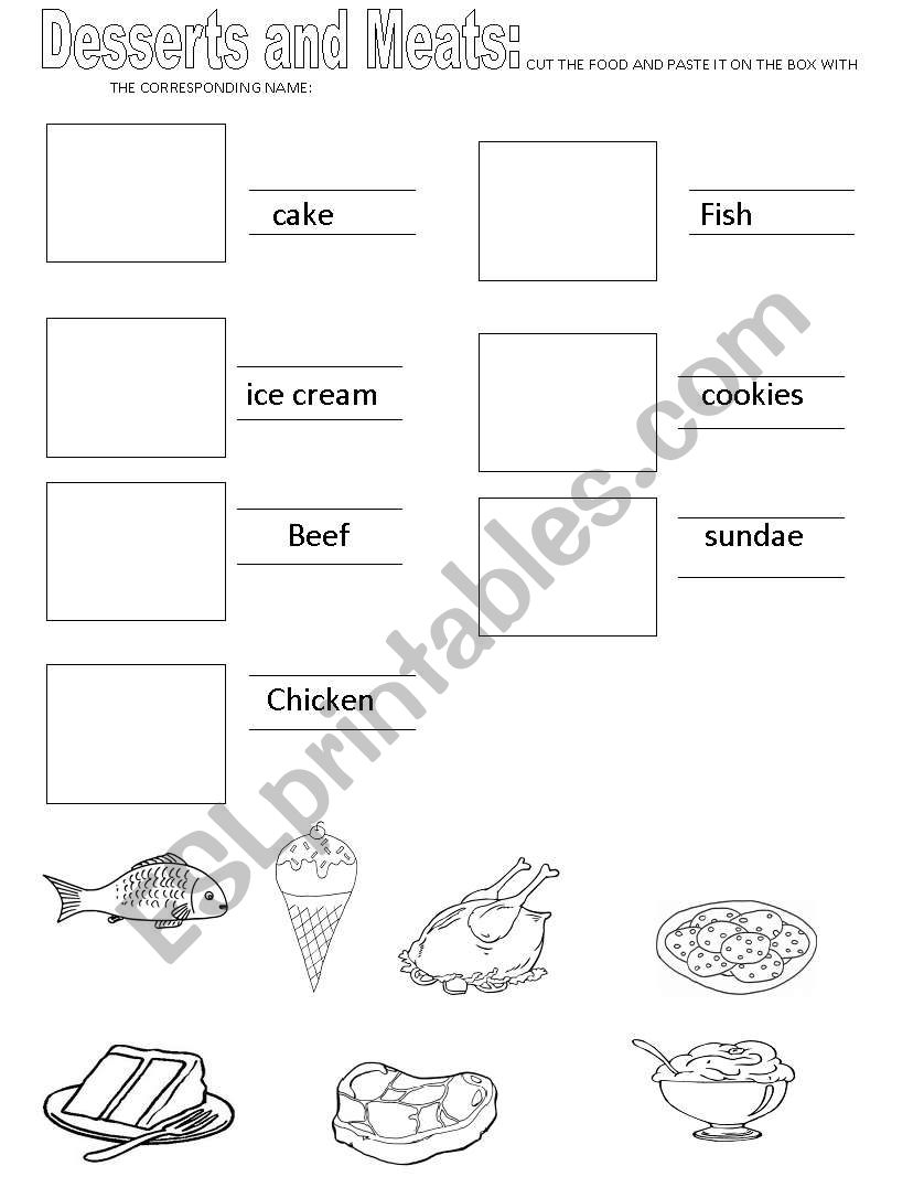 DESSERTS AND MEATS worksheet