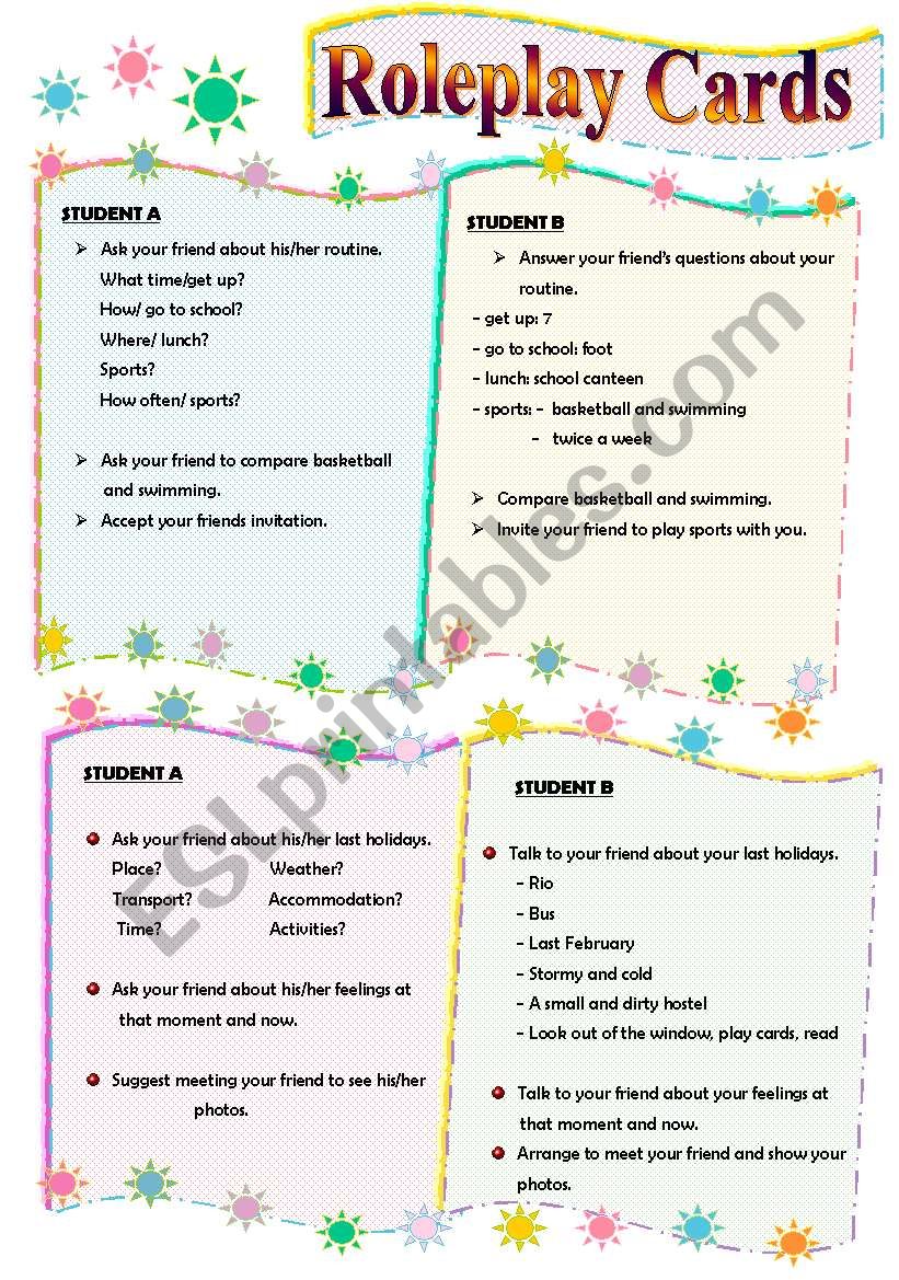 ROLEPLAY CARDS III worksheet