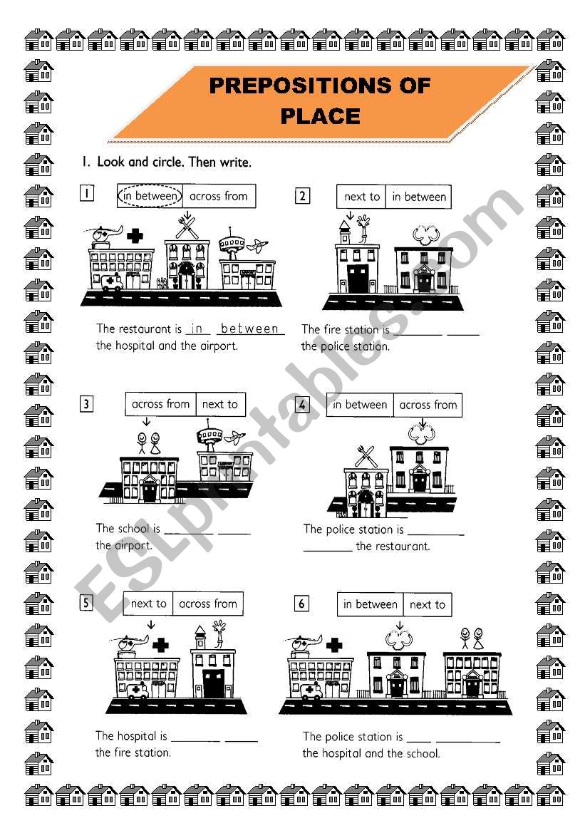 PREPOSITIONS OF PLACE worksheet