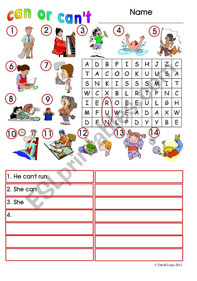 Can or CanÂ´t: colour and grayscale with answer keys