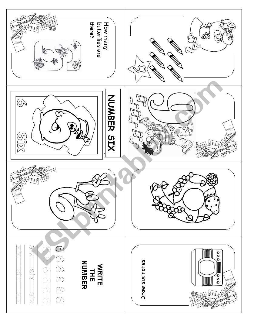 Number minibook SIX (6/10) worksheet