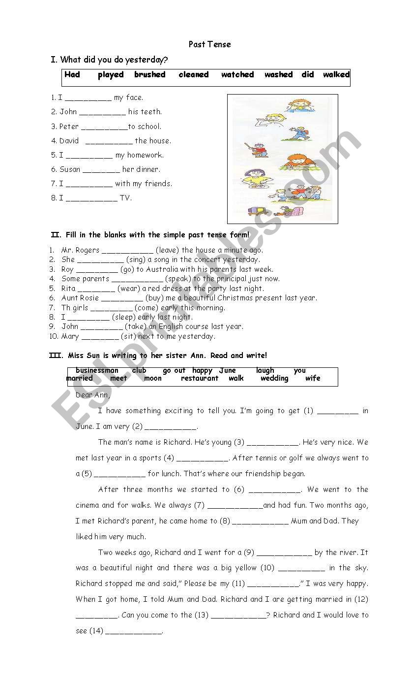 past tense worksheet