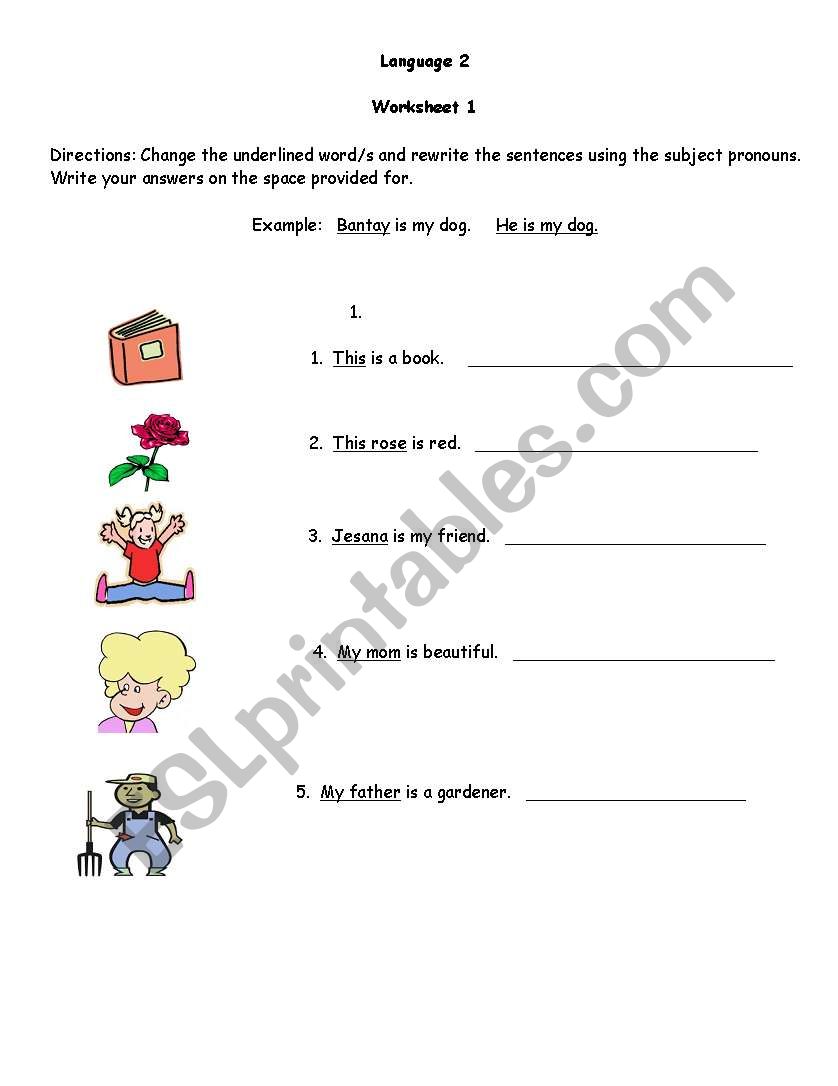 subject Pronouns worksheet