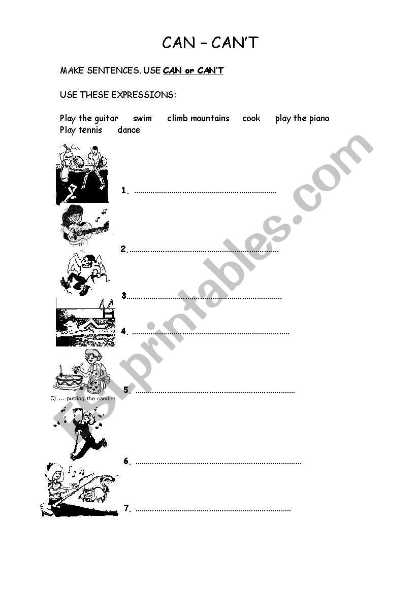 English worksheets: CAN – CAN’T
