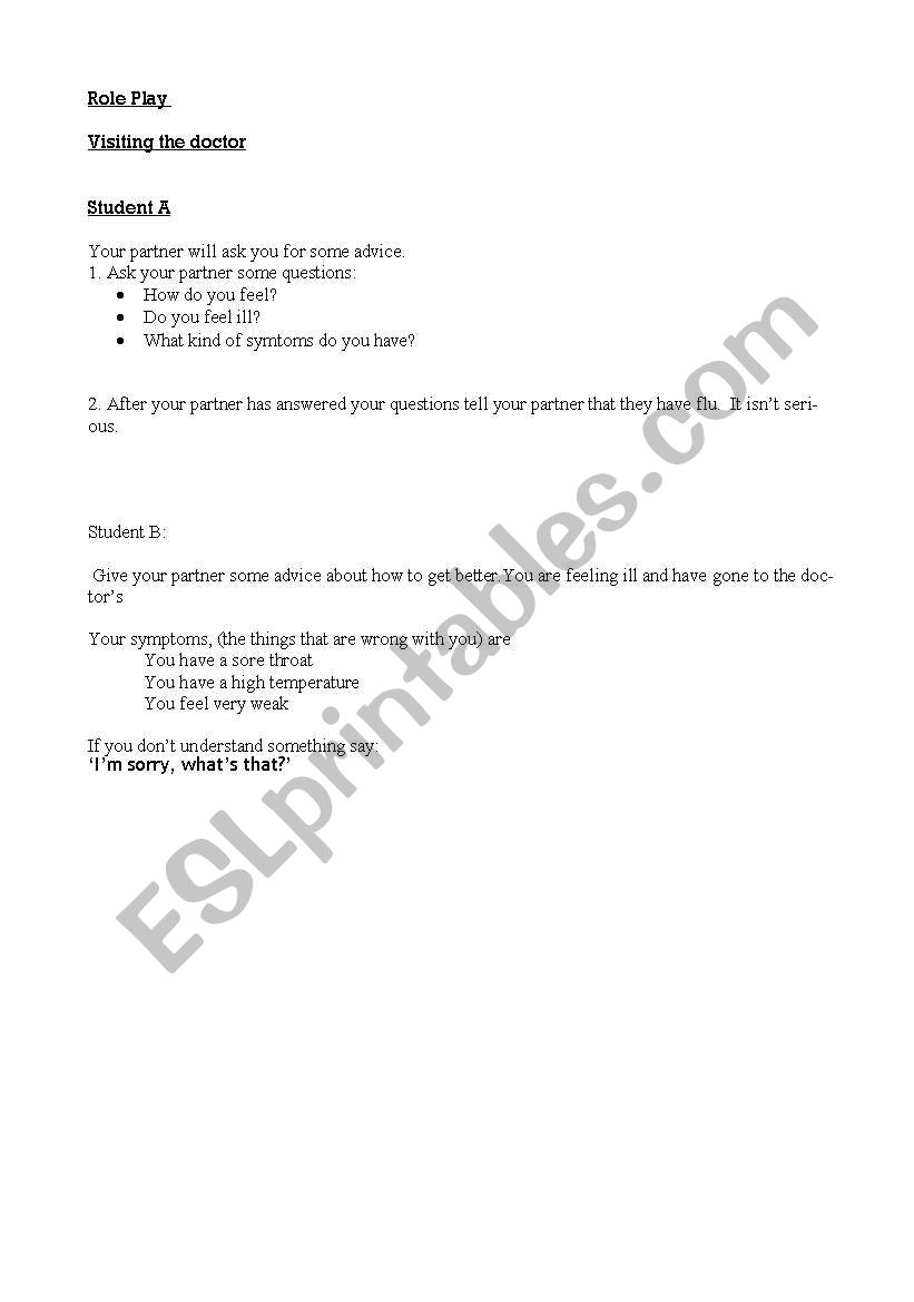 Visiting the Doctor worksheet