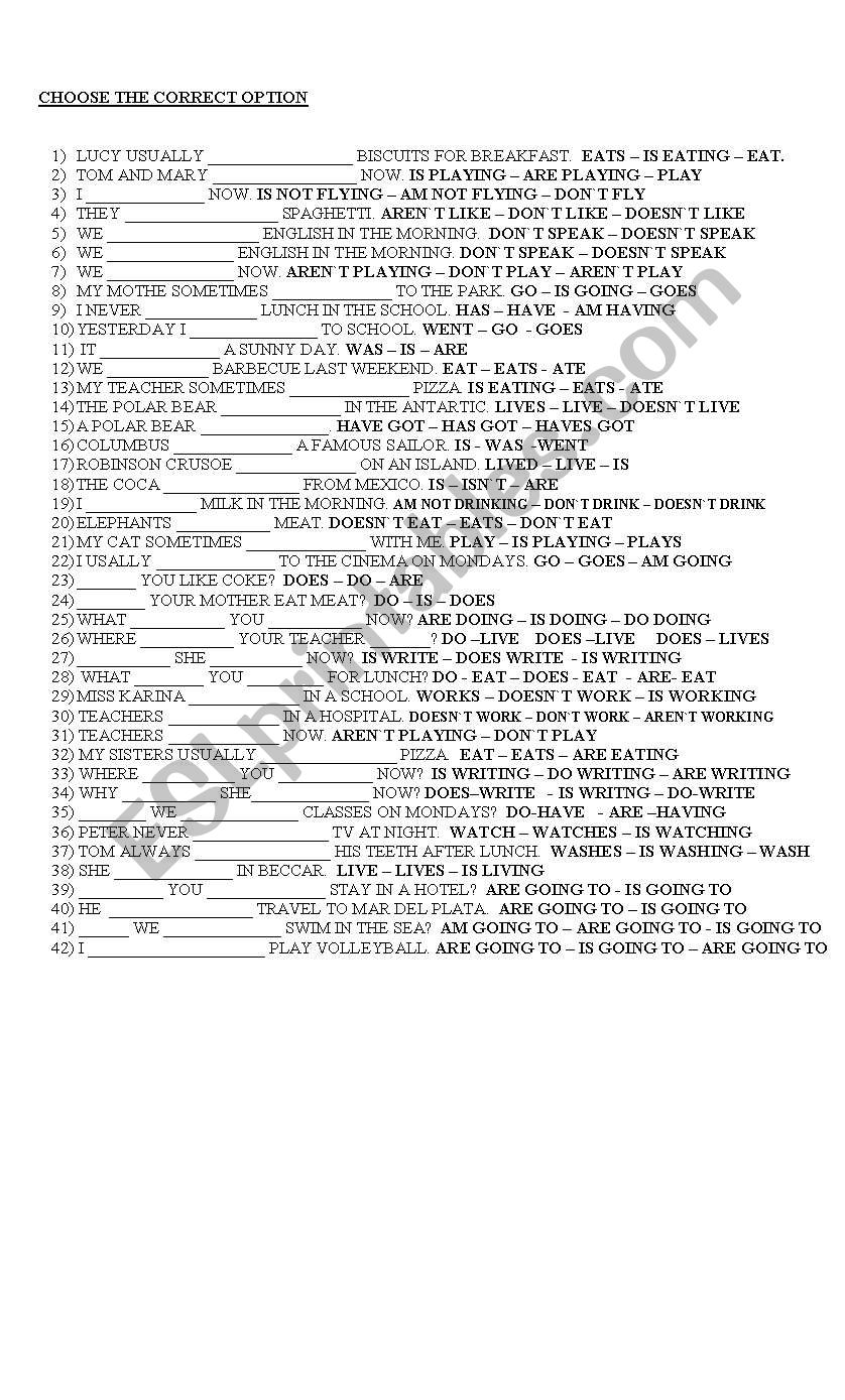 tenses worksheets worksheet