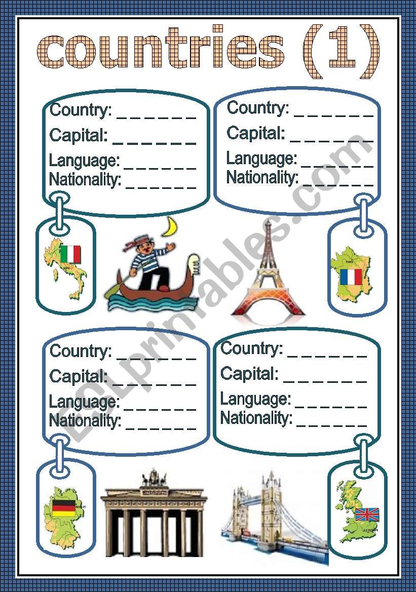 countries (1) worksheet