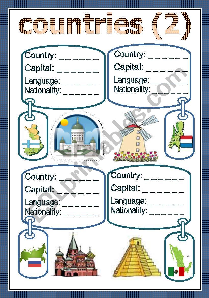 countries (2) worksheet