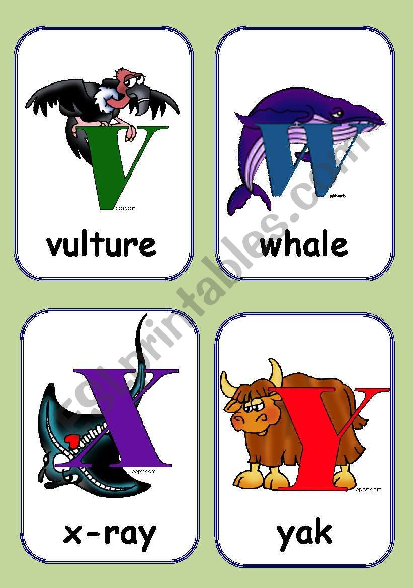 ABC-flashcards V - Y 4/4 worksheet