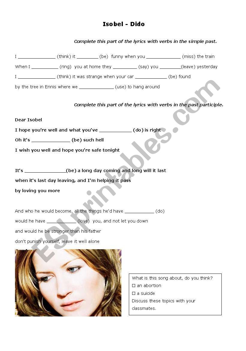 Dido - Isobel worksheet