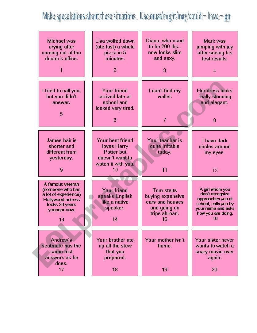 MODALS OF PAST PROBABILITY BOARD GAME