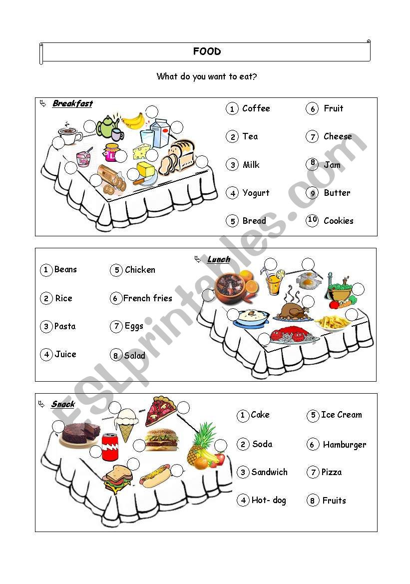 Foods worksheet