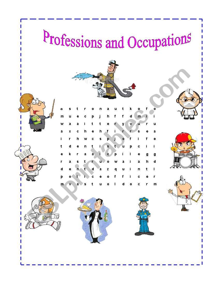 professions and occupations worksheet