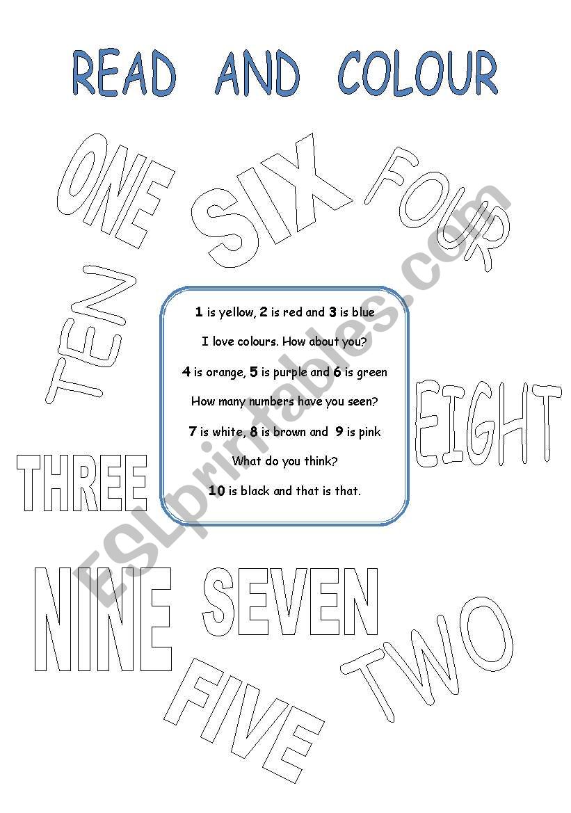 READ THE POEM  AND COLOUR THE NUMBERS