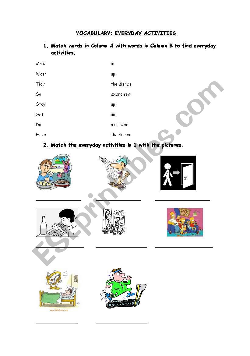 Everyday activities worksheet