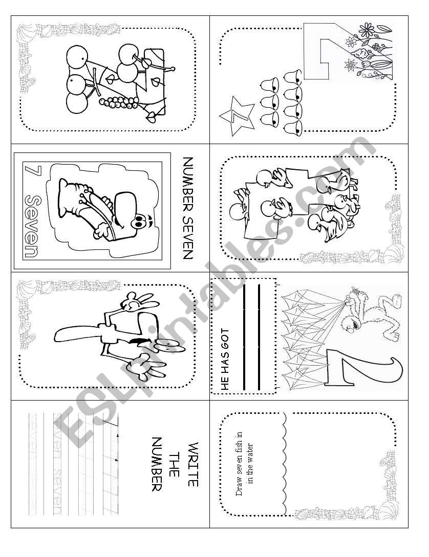 Number minibook SEVEN (7/10) worksheet