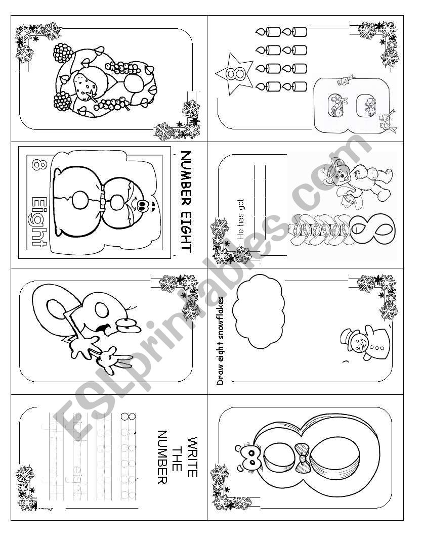 Number minibook EIGHT (8/10) worksheet