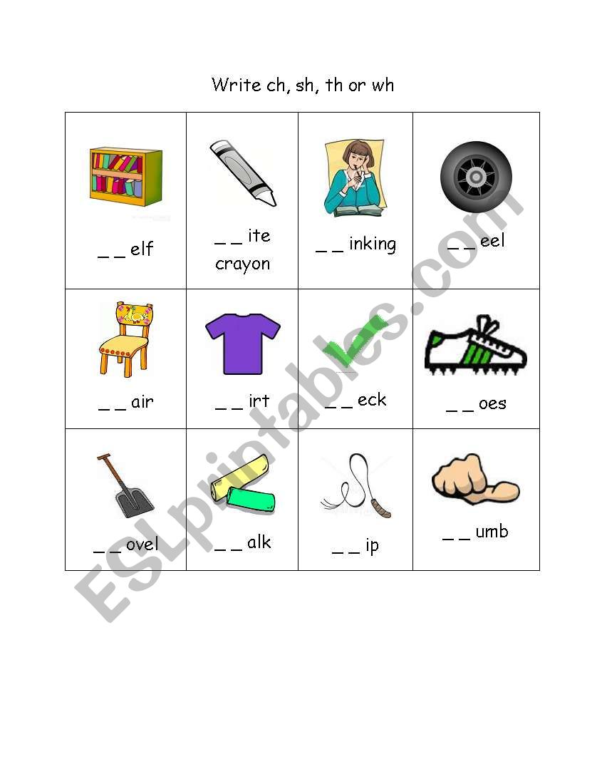 digraph ch, sh, wh, th worksheet