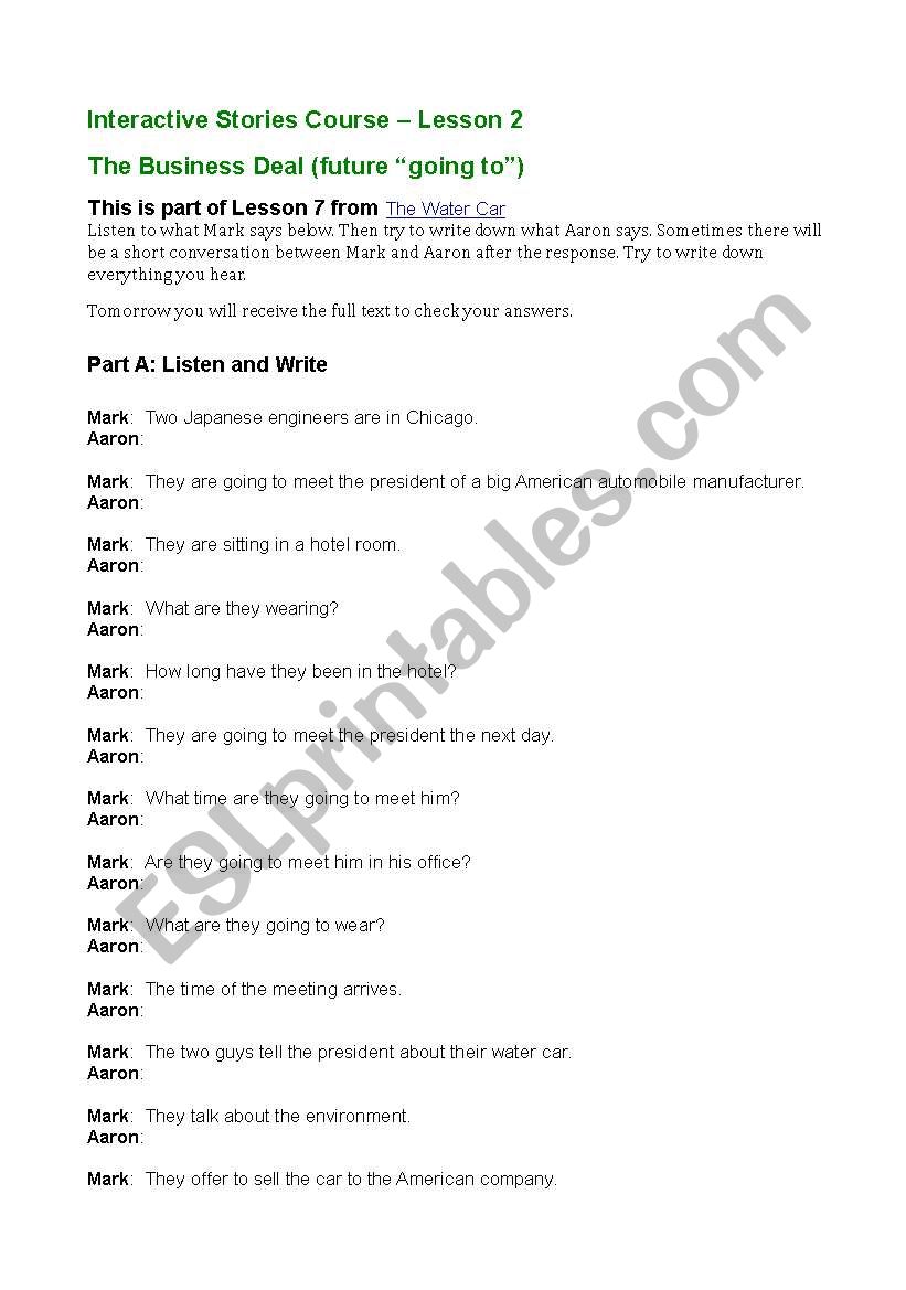 interactive story worksheet