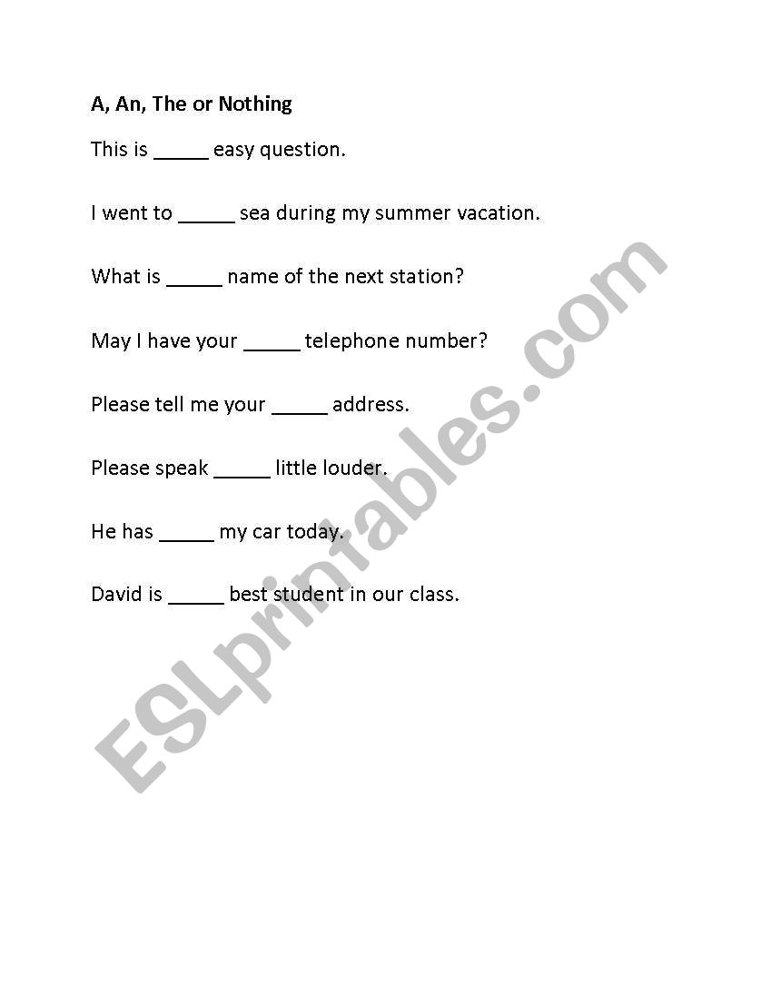 English quiz questions worksheet