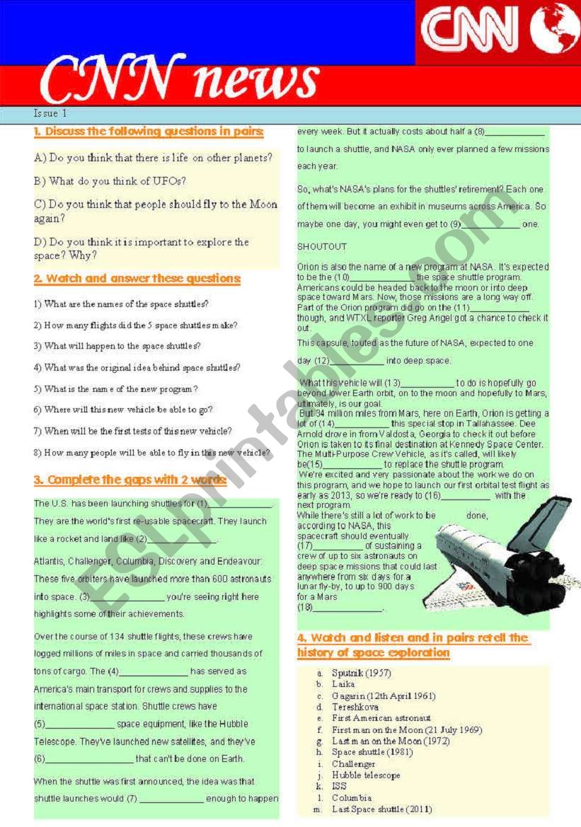 Space exploration_CNN news worksheet