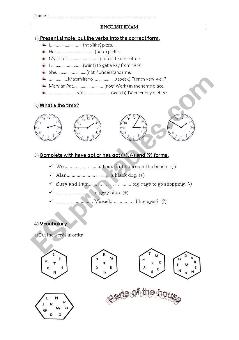 unit test worksheet