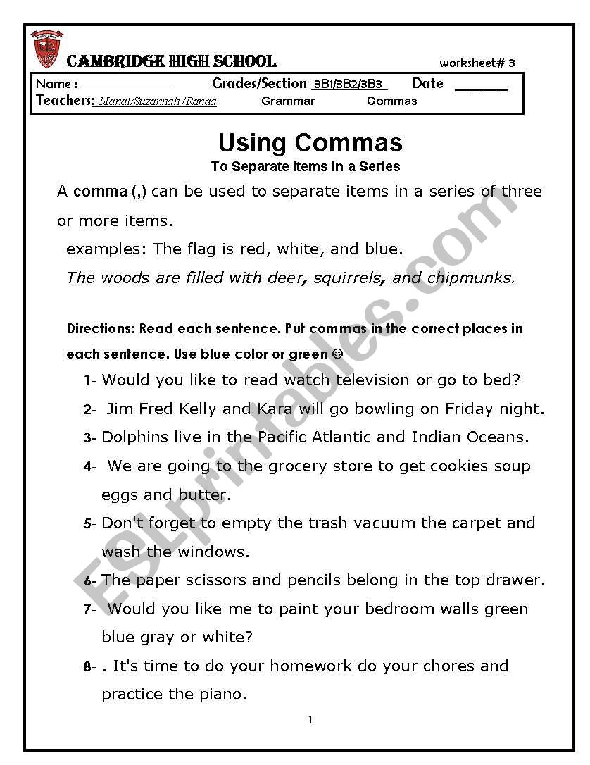 Grammar worksheet