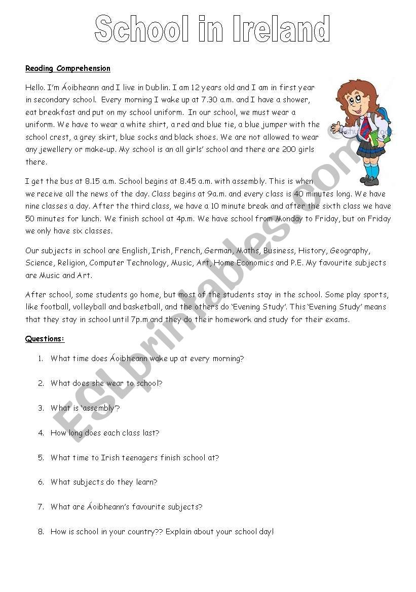 School In Ireland worksheet