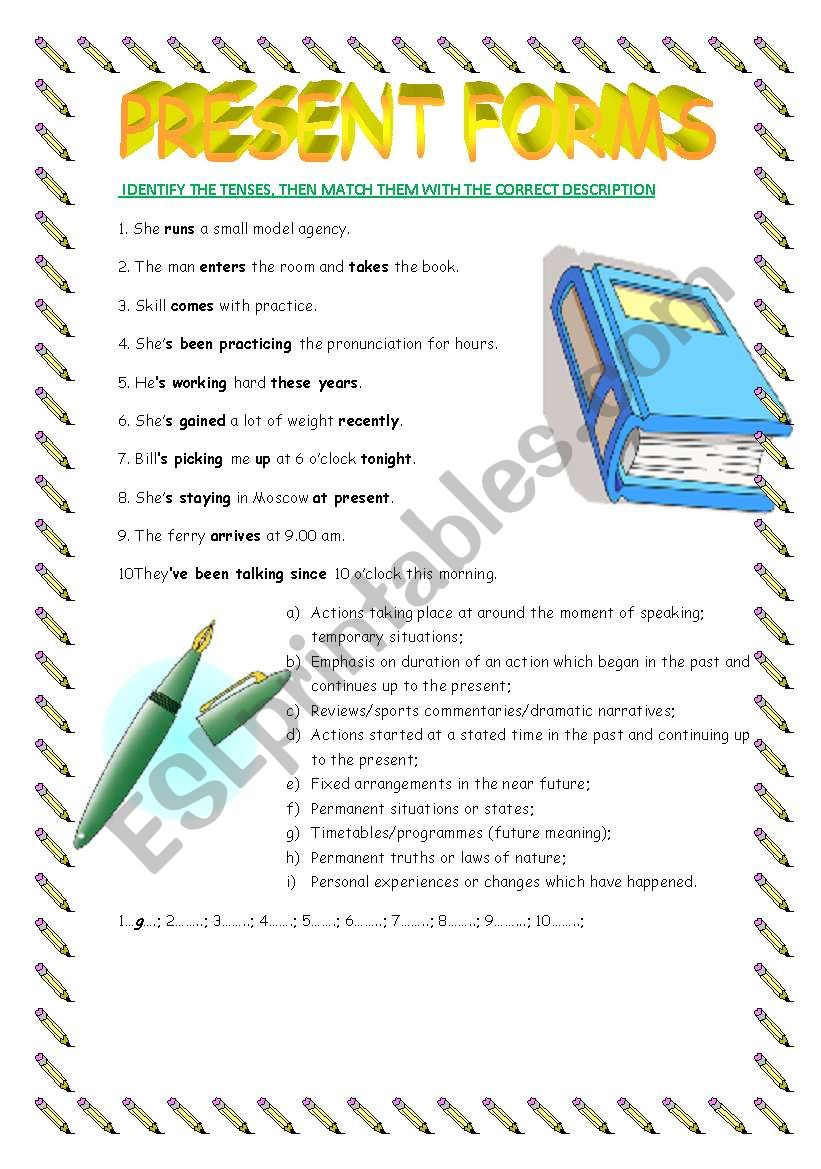 Present Forms worksheet