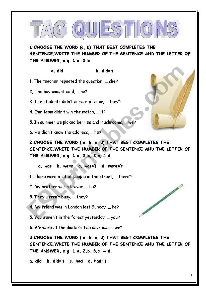 Tag Questions worksheet