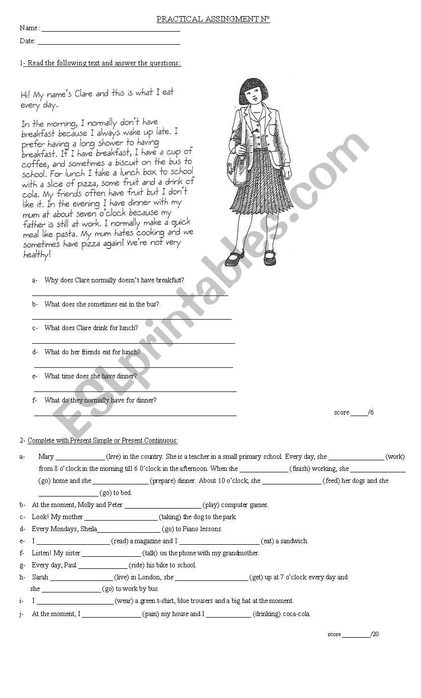 practical assignment worksheet