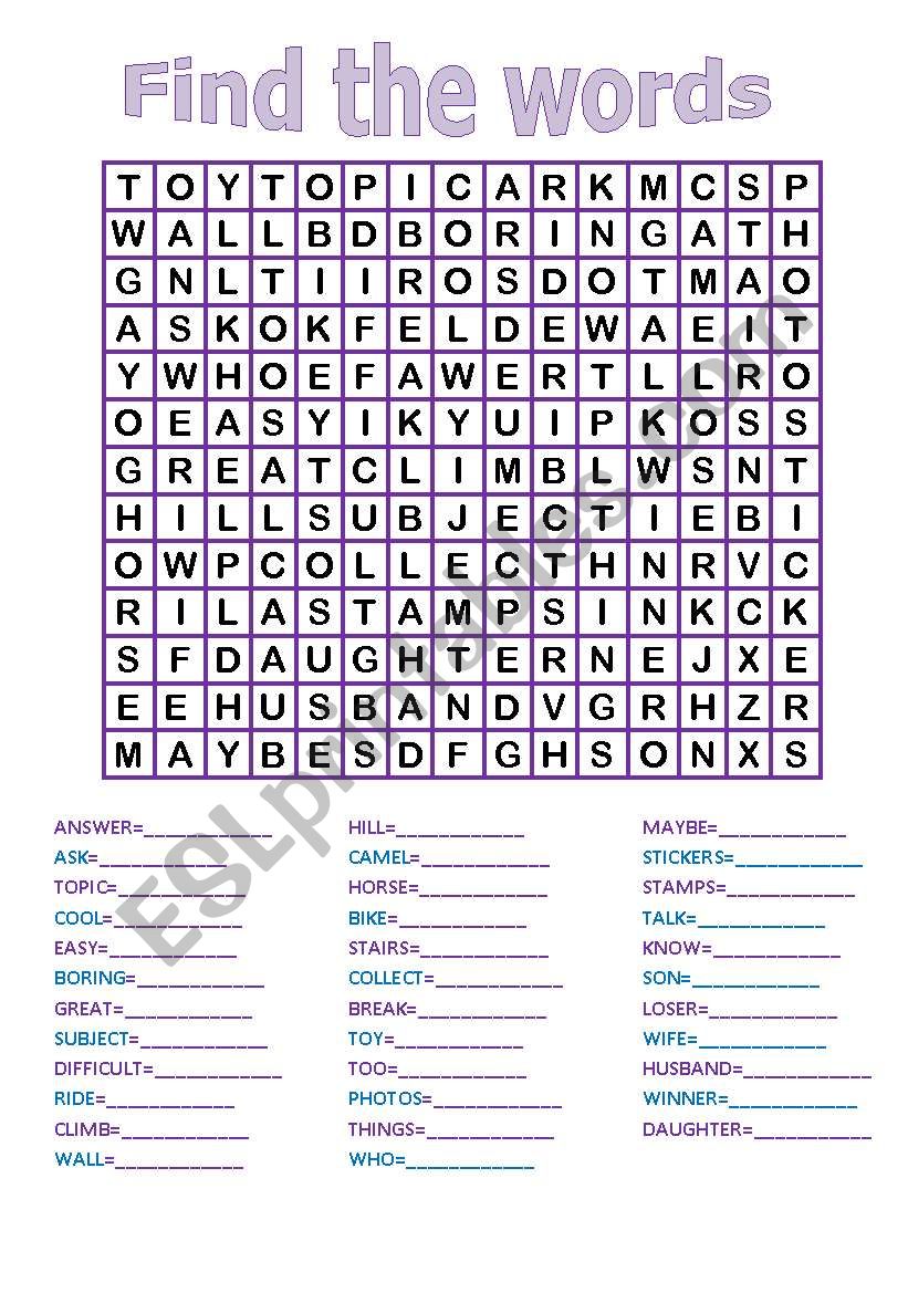 Word Search worksheet