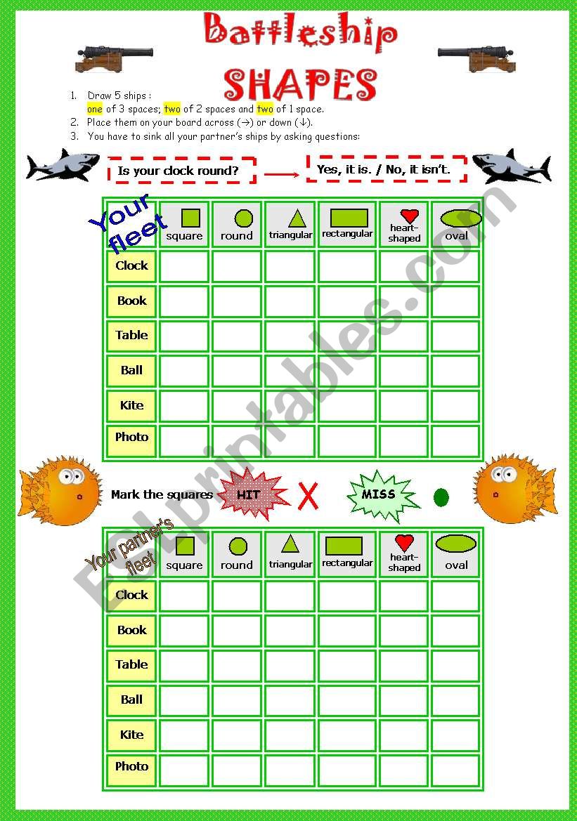 Shapes Battleship Game # Fully editable