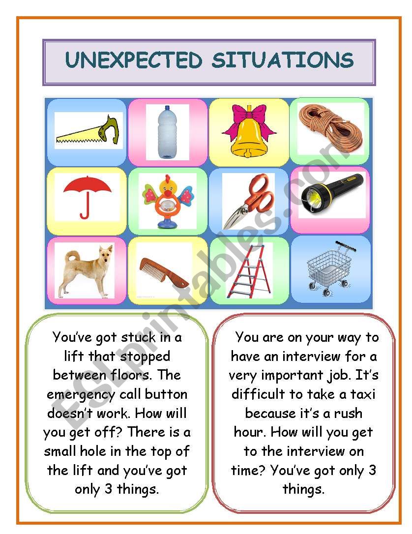 Game: Unexpected Situations worksheet
