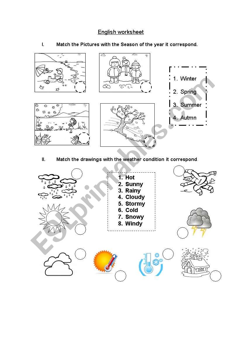 seasons and  the weather worksheet
