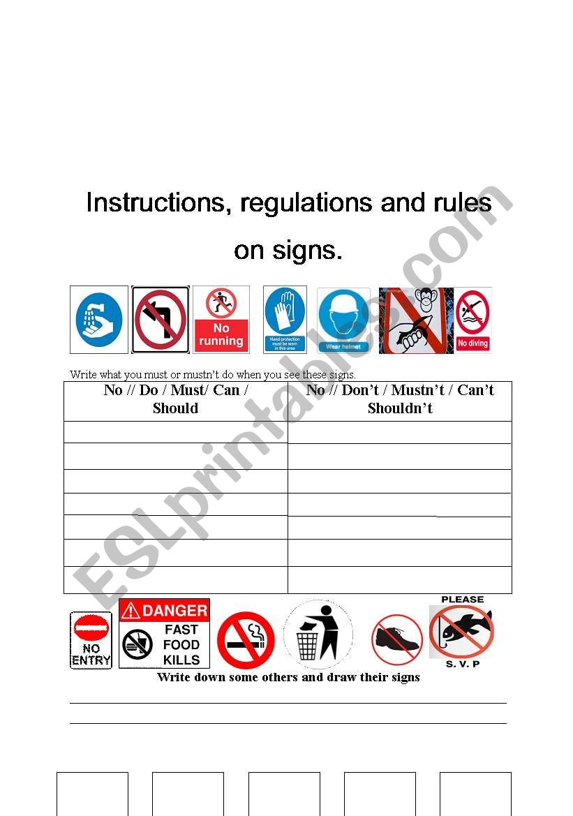 Dos and donts worksheet