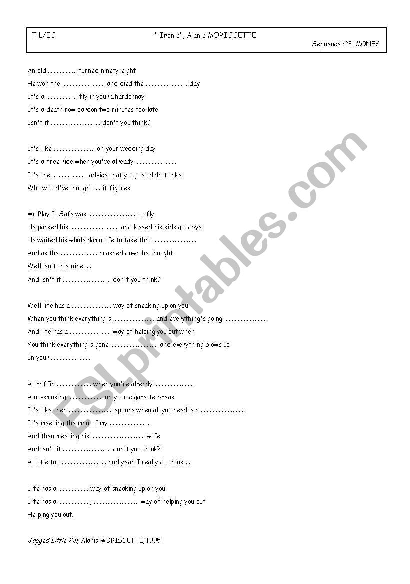 Ironic worksheet