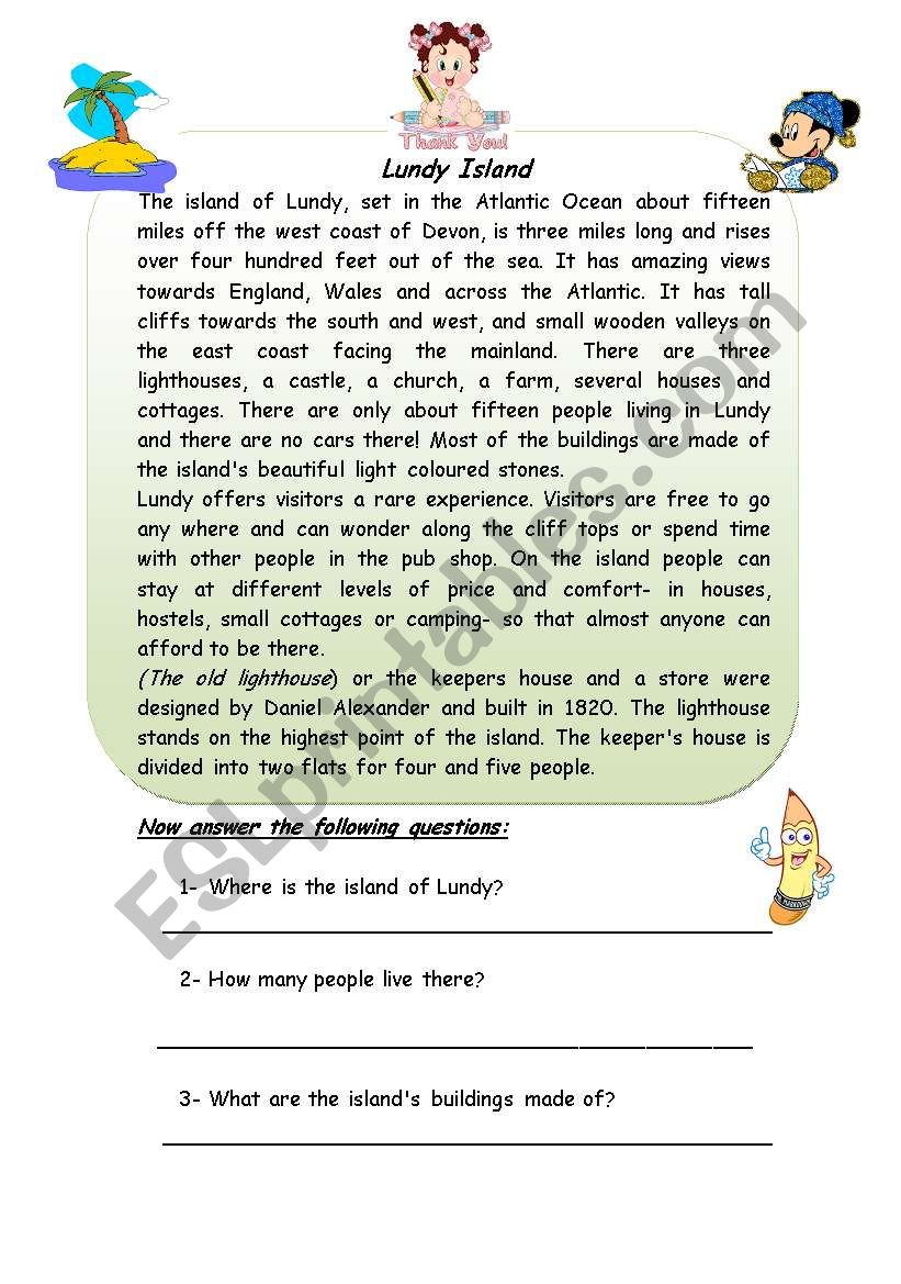 lundy island worksheet