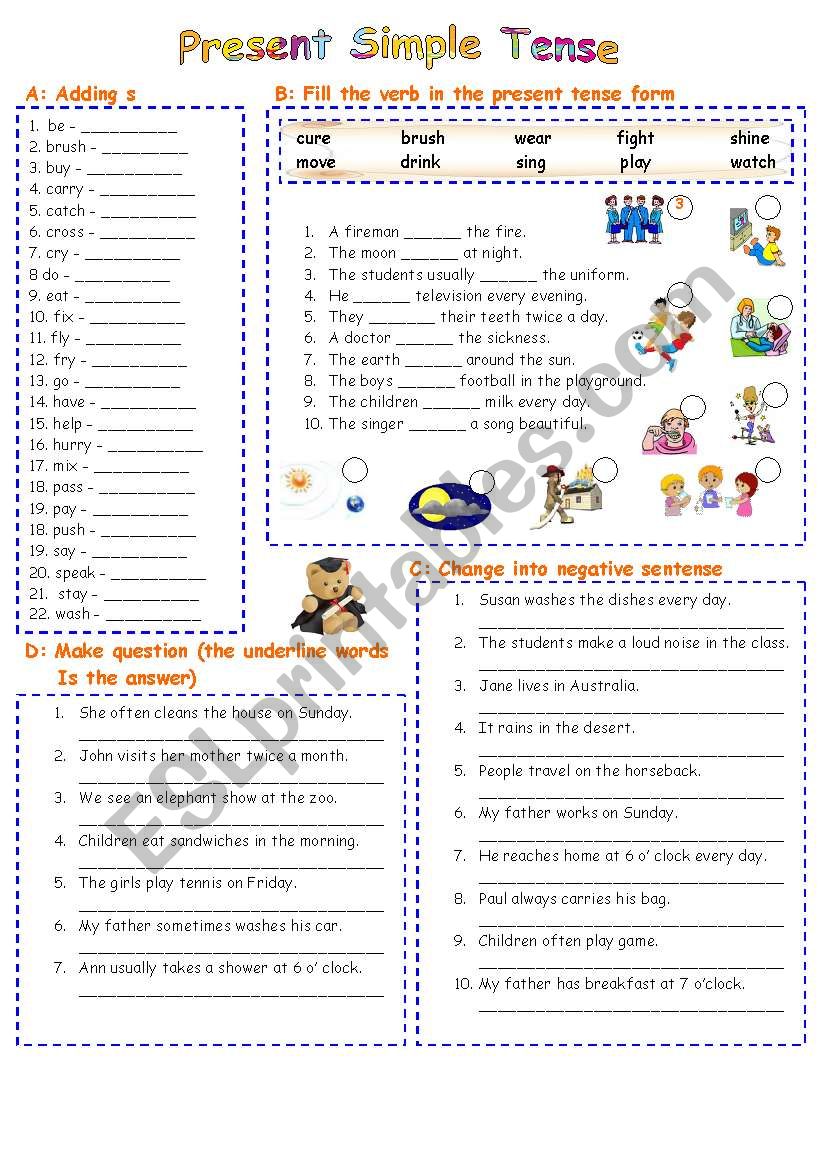 Simple Present Tense ESL Worksheet By Yanisa