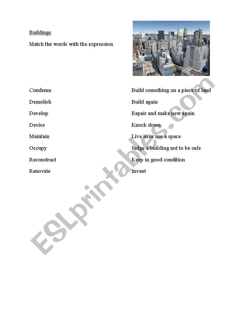 Buildings worksheet