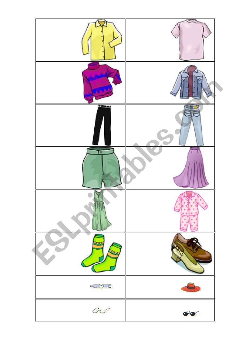 clothing exercise worksheet